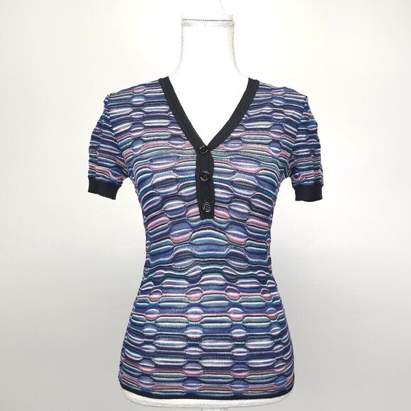 M MISSONI Multi Color Viscose Wool Blend Knit Shirt - Picture 1 of 11
